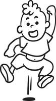 cartone animato saltare scarabocchio ragazzo kawaii anime colorazione pagina carino illustrazione clipart personaggio chibi manga comico disegno linea arte gratuito Scarica vettore