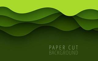 astratto verde colore dinamico ondulato sovrapposizione strati papercut sfondo. eps10 vettore