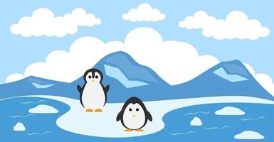 pinguino vettore simpatici animali in stile cartone animato, animale selvatico, disegni per vestiti per bambini. personaggi disegnati a mano