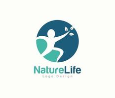 natura logo o eco logo design con un' blu cerchio vettore