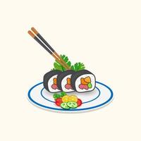 Sushi vettore asiatico cibo impostare, clip arte vettore e rotoli e nero colore con premio vettore. creativo alta qualità unico Sushi clip arte vettore.