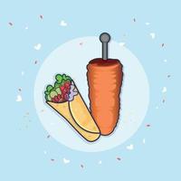 shawarma donner kebab, premio illustrazione delizioso asiatico cibo clip arte con moderno sfondo. migliore delizioso shawarma vettore con alta qualità donner kebab illustrazione.