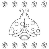 coccinella con floreale ornamento. linea arte. vettore illustrazione.