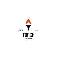 piatto torcia logo fuoco design vettore illustrazione