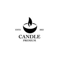 piatto candela logo design vettore illustrazione