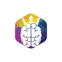 inteligente re vettore logo design. umano cervello con corona icona design.