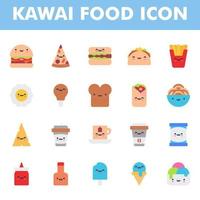 pacchetto di icone di cibo kawai isolato su priorità bassa bianca. Kawai e illustrazione di cibo carino. per il design del tuo sito web, logo, app, ui. illustrazione grafica vettoriale e tratto modificabile. eps 10.