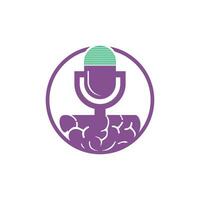 cervello Podcast logo design. trasmissione divertimento attività commerciale logo modello vettore illustrazione.