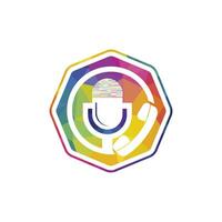 Podcast parlare vettore logo design. chiamata logo design combinato con Podcast microfono.