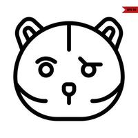 emoticon orso linea icona vettore