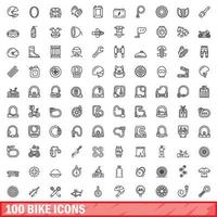 100 bicicletta icone impostare, schema stile vettore