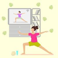 lezioni di yoga online a casa concetto vettore