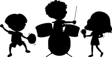 set di bambini silhouette personaggio dei cartoni animati vettore