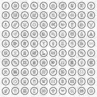 100 icone di supporto impostate, stile contorno vettore