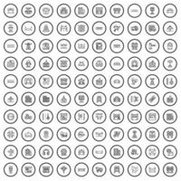 100 ponte icone impostare, schema stile vettore