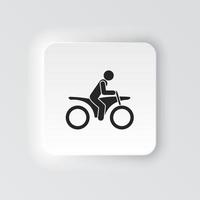 rettangolo pulsante icona motociclista. pulsante bandiera rettangolo distintivo interfaccia per applicazione illustrazione su neomorfo stile su bianca sfondo vettore