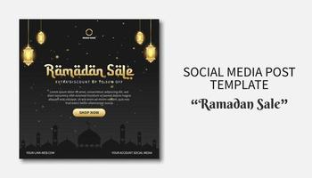 modello di post sui social media di vendita di ramadan. banner di promozione web. concetto di design flyer per biglietto di auguri, voucher, modello di post di social media per evento islamico vettore