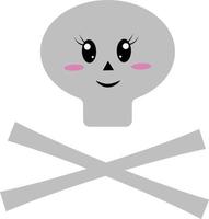 carino kawaii cranio isolato. divertente scheletro cartone animato stile. bambini carattere. bambini stile. vettore