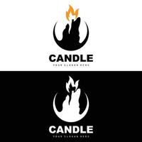 candela logo, elegante romantico candela leggero cena fiamma leggero disegno, tradizionale terme candela vettore