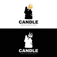 candela logo, elegante romantico candela leggero cena fiamma leggero disegno, tradizionale terme candela vettore