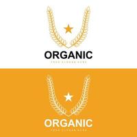 Grano riso logo, agricolo biologico impianti vettore, lusso design d'oro forno ingredienti vettore