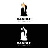 candela logo, elegante romantico candela leggero cena fiamma leggero disegno, tradizionale terme candela vettore