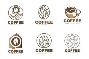 caffè fagiolo bevanda logo design nel Marrone colore vettore illustrazione