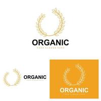 Grano riso logo, agricolo biologico impianti vettore, lusso design d'oro forno ingredienti vettore