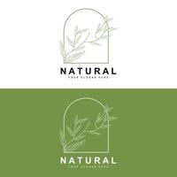 semplice botanico foglia e fiore logo, vettore naturale linea stile, decorazione disegno, striscione, volantino, nozze invito, e Prodotto il branding