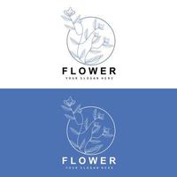 semplice botanico foglia e fiore logo, vettore naturale linea stile, decorazione disegno, striscione, volantino, nozze invito, e Prodotto il branding