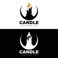 candela logo, elegante romantico candela leggero cena fiamma leggero disegno, tradizionale terme candela vettore