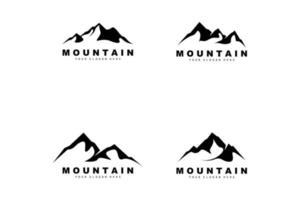 design del logo di montagna, luogo vettoriale per escursionisti amanti della natura