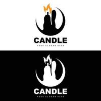 candela logo, elegante romantico candela leggero cena fiamma leggero disegno, tradizionale terme candela vettore