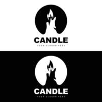 candela logo, elegante romantico candela leggero cena fiamma leggero disegno, tradizionale terme candela vettore