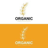 Grano riso logo, agricolo biologico impianti vettore, lusso design d'oro forno ingredienti vettore