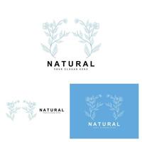 semplice botanico foglia e fiore logo, vettore naturale linea stile, decorazione disegno, striscione, volantino, nozze invito, e Prodotto il branding