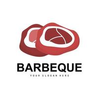 carne logo, affumicato Manzo vettore, bbq griglia baberque logo design e macellaio tagliare, illustrazione modello icona vettore