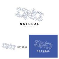 semplice botanico foglia e fiore logo, vettore naturale linea stile, decorazione disegno, striscione, volantino, nozze invito, e Prodotto il branding