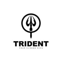 tridente logo, vettore Magia lancia di poseidon Nettuno, tritone re disegno, modello icona marca illustrazione