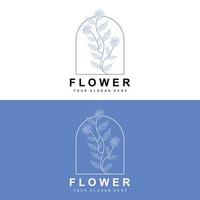 semplice botanico foglia e fiore logo, vettore naturale linea stile, decorazione disegno, striscione, volantino, nozze invito, e Prodotto il branding