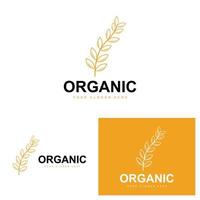 Grano riso logo, agricolo biologico impianti vettore, lusso design d'oro forno ingredienti vettore