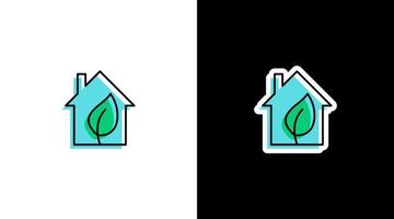 casa Casa con verde foglia dentro ambientale logo icona etichetta vettore