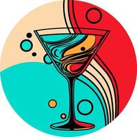 Martini bicchiere con cocktail nel postmoderno pop arte tecnica vettore