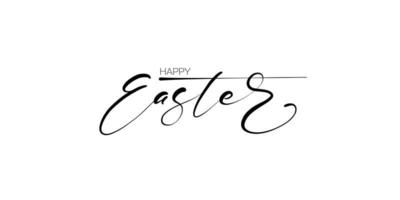 contento Pasqua nero lineare lettering con swoosh. mano disegnato elegante moderno vettore calligrafia. design per vacanza saluto carta e invito di il contento Pasqua giorno. saluto carta testo modello.