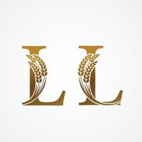 oro lettera con riso per logo design vettore