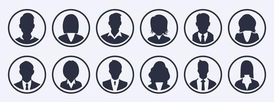 attività commerciale persone avatar profilo testa icona silhouette impostato attività commerciale uomo donna utente viso avatar icone sagome vettore illustrazione