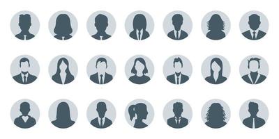 attività commerciale persone avatar profilo testa icona silhouette impostato attività commerciale uomo donna utente viso avatar icone sagome vettore illustrazione