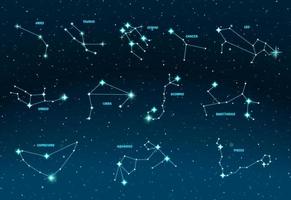 costellazioni dello zodiaco. spazio vettoriale e illustrazione di stelle.