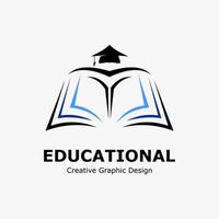 logo simbolo per formazione scolastica. formazione scolastica libro icona e la laurea icona. formazione scolastica vettore logo modello.