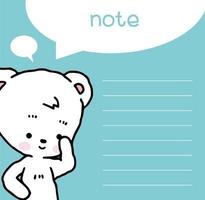 carino mano disegnato scarabocchio bianca orso Nota carta. carino carta vettore illustrazione.